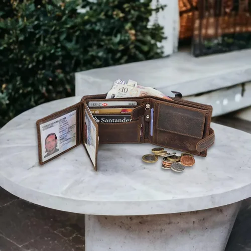 Miniatura 4 de StarHIDE - Cartera de piel con bloqueo RFID para hombre, con ventana de identificación y monedero, color marrón