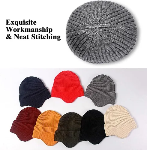 Miniatura 3 de 2 gorros de invierno con orejeras para hombres y mujeres, gorro grueso de punto cálido