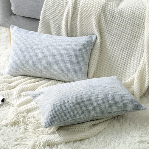 Miniatura 7 de OTOSTAR - Juego de 2 fundas de almohada de lino decorativas, fundas cuadradas para cojines, 16x24 pulgadas para decoración del hogar, sofá, Azul