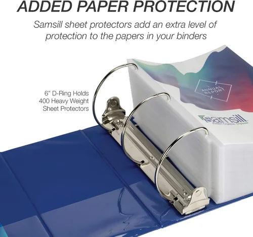 Miniatura 402 de Samsill - Carpeta duradera de 5 pulgadas, fabricada en los Estados Unidos, con anillos en D, transparente y personalizable, color blanco