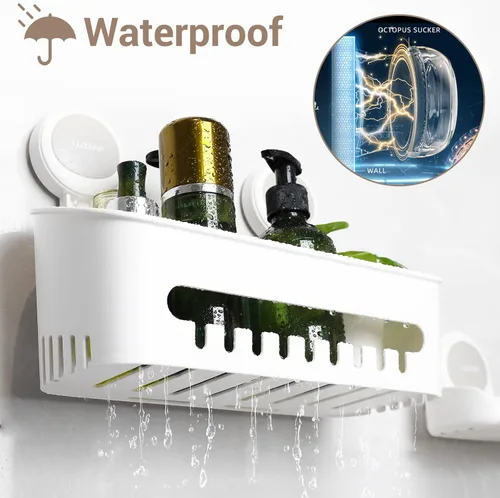 Miniatura 3 de LUXEAR Organizador de ducha con ventosa extraíble sin perforación, estante de ducha de baño, potente cesta organizadora de ducha, resistente al agua