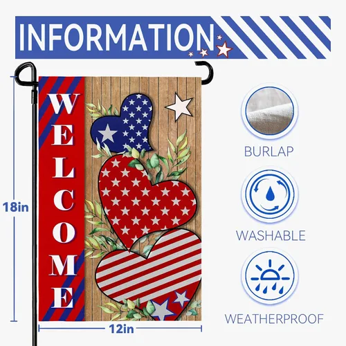 Miniatura 4 de Bandera patriótica de jardín del 4 de julio para exteriores, banderas de jardín de independencia americana, 12 x 18 pulgadas, decoración