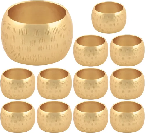 Miniatura 17 de Juego de 12 servilleteros decorativos de metal, modernos servilleteros martillados para decoración de fiestas, mesa de comedor, todos los días