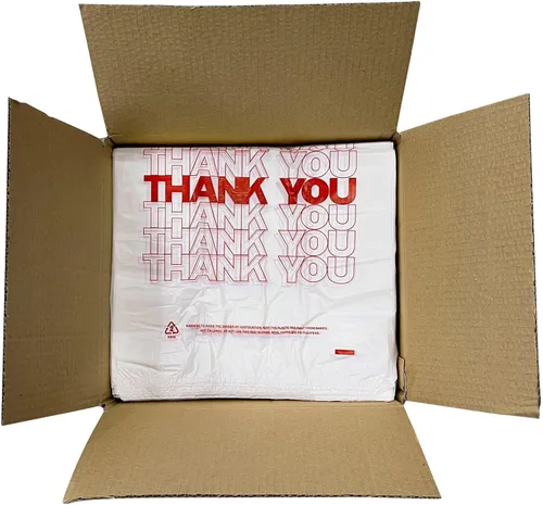 Miniatura 6 de TashiBox 1000 unidades de bolsas de plástico/Bolsas de compras/Bolsas con mensaje de Gracias/Bolsas de comestibles reutilizables y desechables