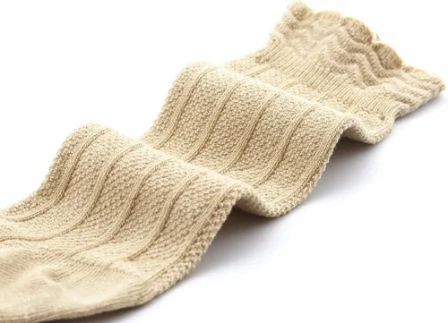 Miniatura 2 de Bestjybt Calcetines altos hasta la rodilla de algodón para bebés y niños pequeños, calcetines de punto trenzado con volantes, 5 pares