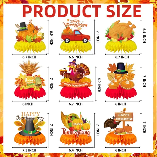 Miniatura 32 de 9 piezas de decoración de centro de mesa de otoño, decoración de mesa para fiesta de otoño, centro de mesa de Acción de Gracias, centro de mesa