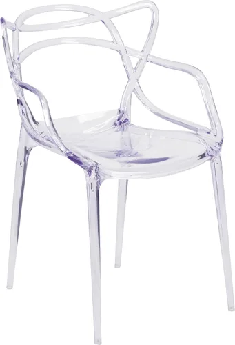 Miniatura 9 de Flash Furniture Josh - Juego de 4 sillas laterales apilables transparentes de la serie Nesting