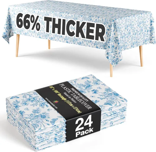 Miniatura 80 de Exquisite 66% Thicker Premium Plastic Table Cloth Rectangle Table Cover 0.5 Mil 6 Pack Aqua Table Cloth 54 Inch x 108 Inch Disposable Tablecloth