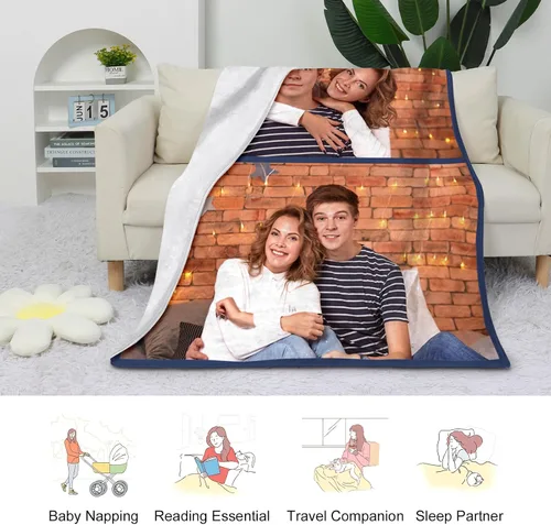Miniatura 4 de Manta personalizada con imagen, manta personalizada para parejas, manta de fotos para sofá, familia, Navidad, Halloween, cumpleaños, boda, regalos 2