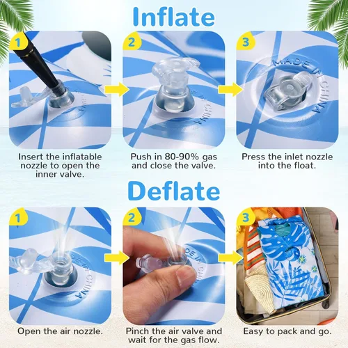 Miniatura 6 de Flotadores de piscina, 3 paquetes de flotadores inflables para piscina, sillas flotantes de piscina con portavasos y asas de servicio, sillas