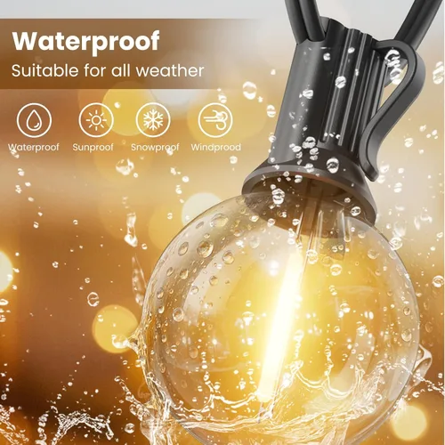 Miniatura 4 de RTTY Luces de Cadena para Exteriores de 25 pies, Luces Globo LED G40 para Patio con 13 Bombillas de Plástico, Irrompibles Impermeables Conectables