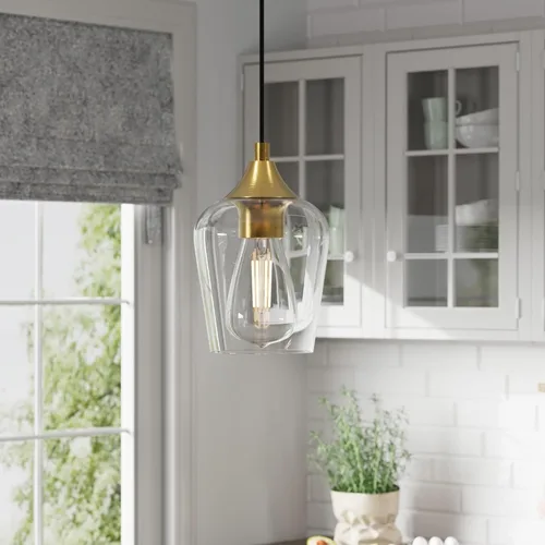 Miniatura 4 de VONLUCE Lámpara Colgante de Isla de Cocina, Lámpara Colgante de Oro Cepillado con Base E26 y Cable Ajustable, Iluminación Colgante Moderna con Dorado