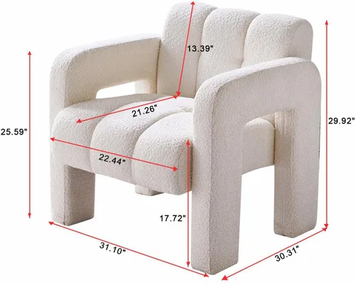Miniatura 2 de Silla decorativa para sala de estar, moderna y cómoda silla de lectura para dormitorio, silla lateral tapizada de tela de boucle para sala de estar