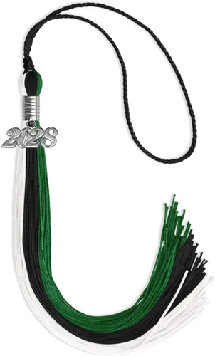 Miniatura 81 de Endea Graduation Borla de triple color con gota de fecha plateada (negro/dorado/granate, 2020)