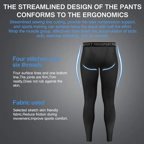 Miniatura 11 de Pantalones de compresión para hombre, mallas de compresión de una pierna para baloncesto, capri 3/4, leggings atléticos, capa base de secado fresco