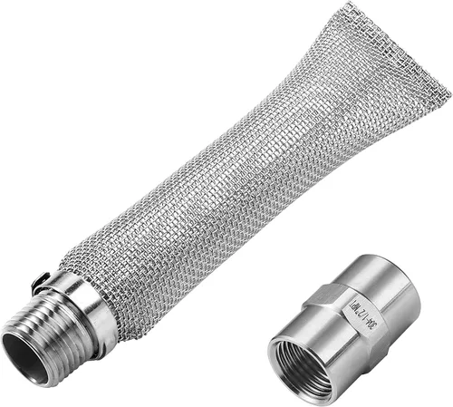 Pantalla de ebullición de pantalla Bazooka de 6 pulgadas (1/2 pulgada NPT) con accesorio de tubería (1/2 x 1/2 pulgada NPT hembra), tubo de filtro