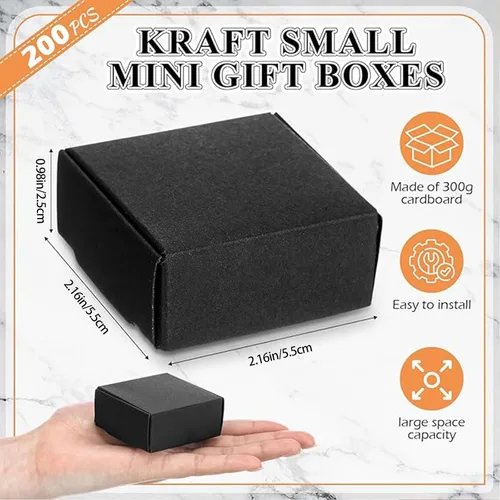 Miniatura 2 de Yinkin 200 piezas de cajas de regalo pequeñas de papel kraft a granel de 5,5 cm x 5,5 cm x 2,5 cm, cajas de cartón con tapa para adornos, aretes
