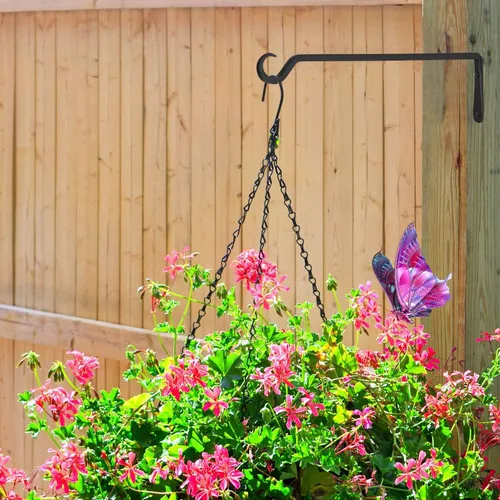 Miniatura 4 de Paquete de 2 colgadores de plantas de 16 pulgadas, ganchos resistentes para colgar plantas al aire libre, colgador de comedero de pájaros