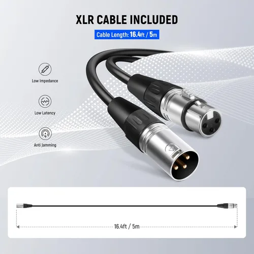 Miniatura 6 de NEEWER DM01 Micrófono dinámico cardioide con cable XLR para podcast, PC, juegos, transmisión, voz de estudio, discursos, actuaciones en vivo, 600Ω