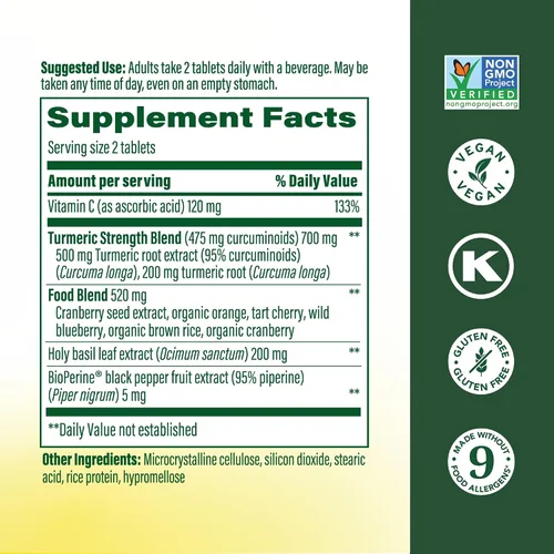Miniatura 2 de Suplemente dietético MegaFood Turmeric Strength para todo el cuerpo, 051494100103, 120, 1