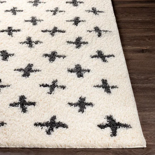 Miniatura 3 de Alfombras de Área Livabliss - Alfombra Shag Suave Mora Marroquí Boho Negro Crema de 8x10 para Sala de Estar y Dormitorio - Alfombra Grande