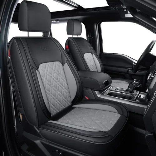 Miniatura 12 de LUCKYMAN CLUB Fundas de asiento delanteras F150 J03-Q3 con piel sintética impermeable, para Ford F150 2015-2025 y F250 F350 F450 2017-2025