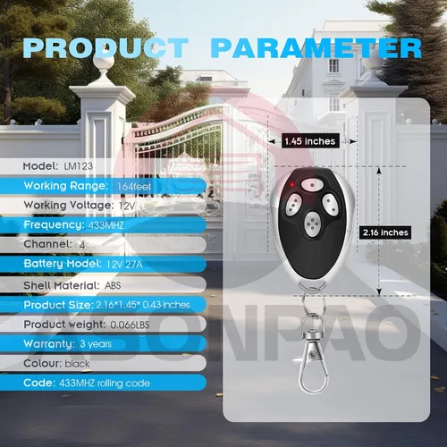 Miniatura 6 de 1 para LM123 Aleko Gate Opener Remote 3-Years Garantía