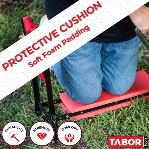 Miniatura 4 de TABOR TOOLS TR2A - Banco de jardín y asiento con bolsa de herramientas y cojín de espuma, asiento de trabajo con opción de banco arrodillado