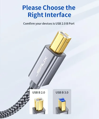 Miniatura 5 de JSAUX - Cable de impresora, cable de escáner USB tipo A macho a tipo B macho, USB 2.0, de alta velocidad, compatible con HP, Canon, Dell, Epson, Gris