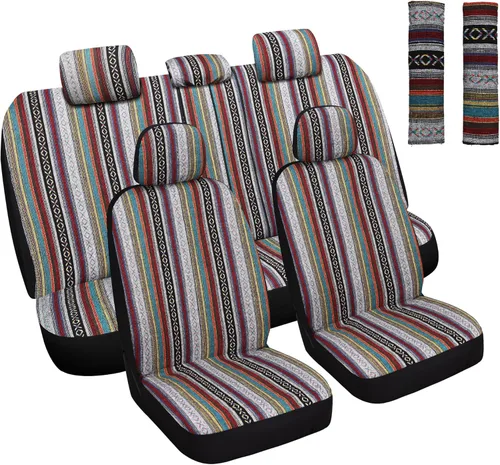 Miniatura 11 de HAIYAOTIMES Fundas para Asientos de Automóvil Baja Saddle Blanket Juego Completo con Almohadillas para Cinturón de Seguridad, Fundas de Asiento
