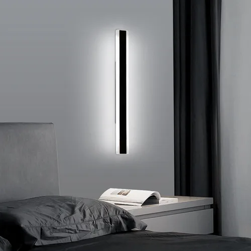 Miniatura 117 de Luz de pared exterior moderna de 47 pulgadas, accesorios de iluminación exterior de acrílico negro de 3000K, montaje en pared, luces de porche