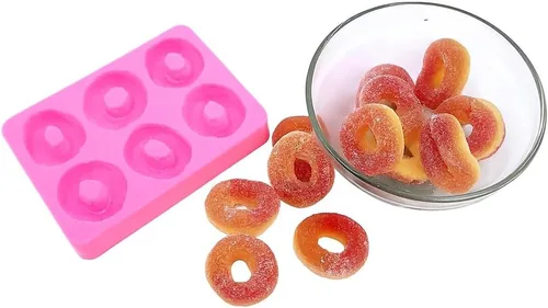 Natucraft Anillos realistas de melocotón con 6 cavidades para cera y jabón, flexibles, color rosa