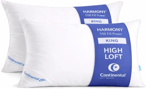 Miniatura 24 de Continental Bedding Harmony White Goose Down Pillow 550 Fill Power Medium Loft 100% algodón 300 hilos Shell tamaño estándar 1 paquete fabricado