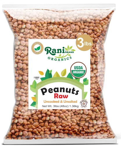Miniatura 32 de Cacahuetes Rani, enteros crudos con piel (sin cocer, sin sal) 80 onzas (5 libras) 5.0 lbs a granel ~ Todo natural Vegano Kosher Apto
