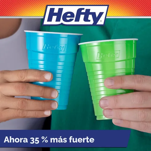 Miniatura 4 de Vasos de Plástico Desechables Hefty Party On, Surtidos, 16 Onzas, 100