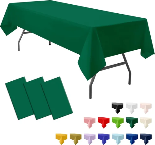 Miniatura 14 de Paquete de 3 manteles de plástico premium negros desechables de 54 x 108 pulgadas. Mantel rectangular desechable para mesas de fiesta