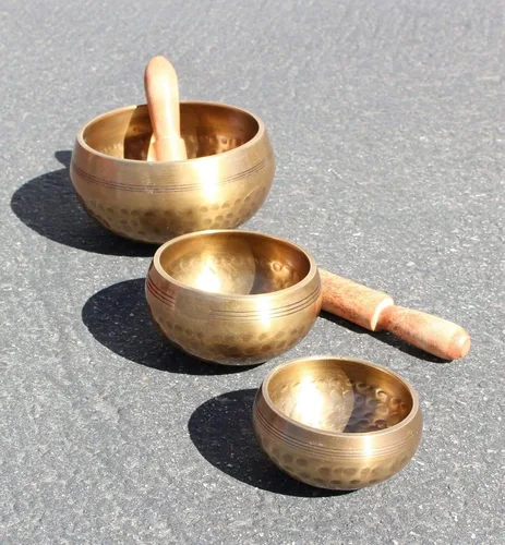 Juego de 3 cuencos tibetanos para cantar tibetanos, cuenco del Himalaya para chakras, meditación, sanación mental, paz de corazón, oración, yoga,