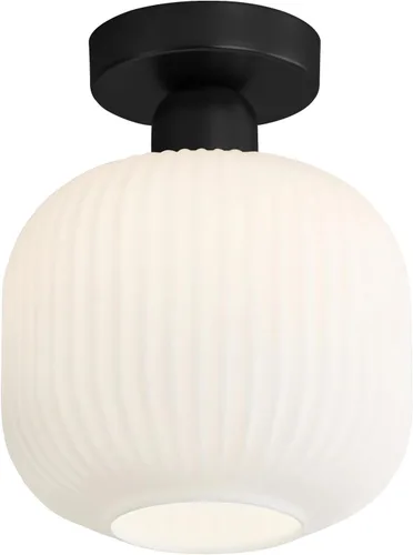 Miniatura 15 de KCO Lighting - Lámpara de techo de latón antiguo, lámpara de techo semiempotrada de vidrio de leche vintage, lámpara de techo pequeña dorada