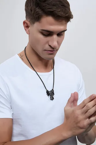 Miniatura 5 de YAMI Collar de alas angulares para hombre, ángel de la guarda, dragón, cuervo, pulpo, collar de anime, collar de acero inoxidable 316
