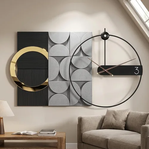 Miniatura 5 de Reloj de pared decorativo grande, silencioso, sin tictac, moderno, de metal, decoración para sala de estar, oficina, dormitorio, cocina