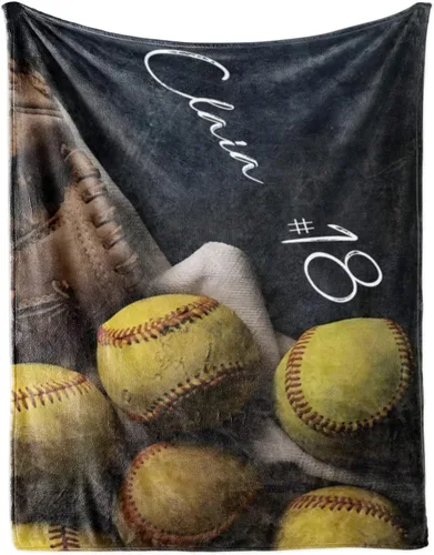 Miniatura 8 de Manta suave personalizada para bebés: manta de diseño de béisbol personalizada para niños con nombre y número, regalos de ropa de cama para bebés