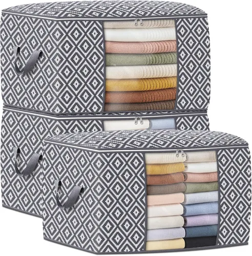 Miniatura 13 de StorageTastic Direct 100L, paquete de 2 contenedores de almacenamiento, contenedores grandes de almacenamiento de ropa, bolsas plegables de Negro
