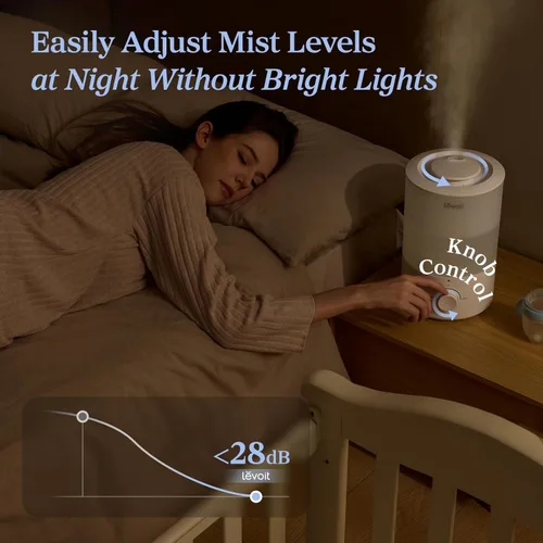Miniatura 5 de LEVOIT - Humidificadores para dormitorio - Silencioso (tanque de agua de 3L) - Niebla fría/llenado superior/difusor de aceite esencial/25 vatios