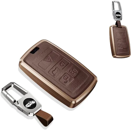 Miniatura 9 de SANRILY Funda para llavero Land Rover 2021 con control remoto sin llave para Range Rover Sport Jaguar XF, llavero de cuero, color negro