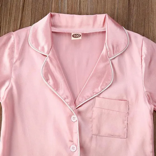 Miniatura 140 de Conjunto de pijama de manga larga con botones para niña pequeña, conjunto de ropa de dormir