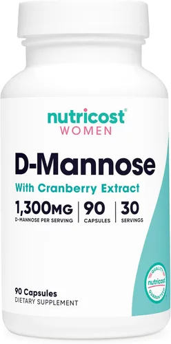 Nutricost D-manosa con extracto de arándano para mujeres, 90 cápsulas para 30 porciones por botella, vegano, sin OMG y sin gluten