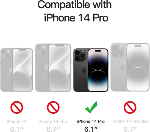 Miniatura 2 de JETech Funda transparente suave para iPhone 14 Pro de 6.1 pulgadas, protección completa para lente de cámara, compatible con carga inalámbrica Negro