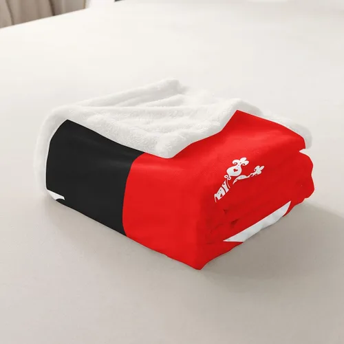 Miniatura 5 de Manfei Manta mullida con estampado de corona blanca, manta negra y roja para cama, sofá, decoración de habitación de niños y niñas (40 x 50 pulgadas)