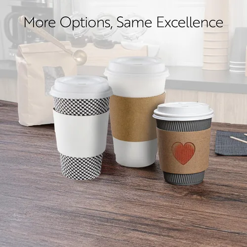 Miniatura 5 de Restaurantware Restpresso 5.1 x 2.8 pulgadas Fundas para tazas de café 50 fundas corrugadas para tazas calientes – Corazón ojo Emoji resistente al
