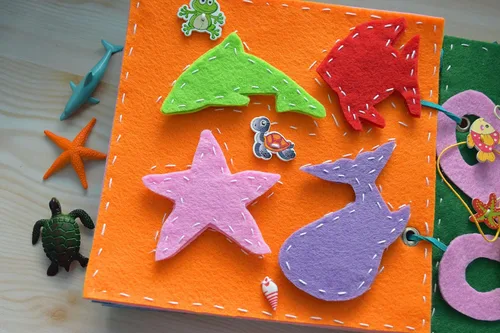 Miniatura 7 de Ocean Busy Book with Magnetic Aea Animals - 8 Pages - Quiet Toy Kids Toddler Activity Educational Travel Felt Montessori Fine Motor Skills